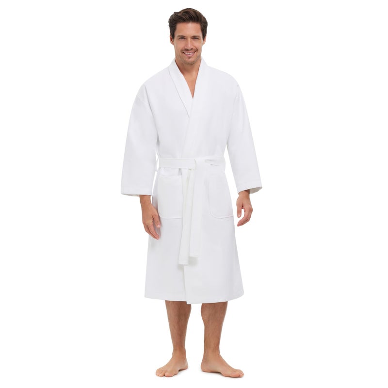 MONARCH Chamois Microfiber Shawl Hotel Robe for Men or Women â€“ Soft Lightweight Textured Fabric with Classic Kimono Design, Generously Sized Hotel & Spa Robe with Pockets â€“ Machine Washable - Image 1